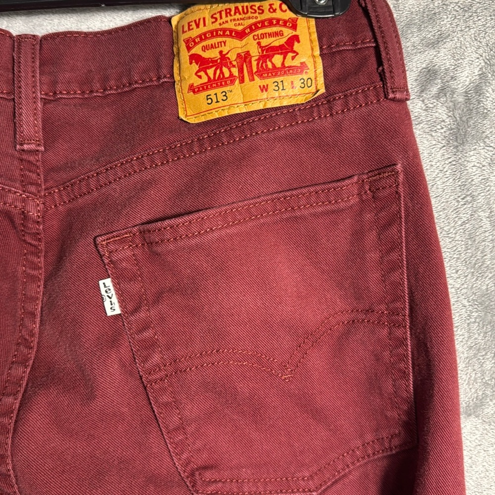 Levi jeans 513 men’s slim straight red size 31x30
